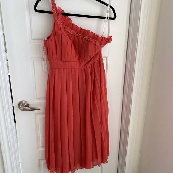 Coral One-Shoulder Dress - Picture 1 of 5